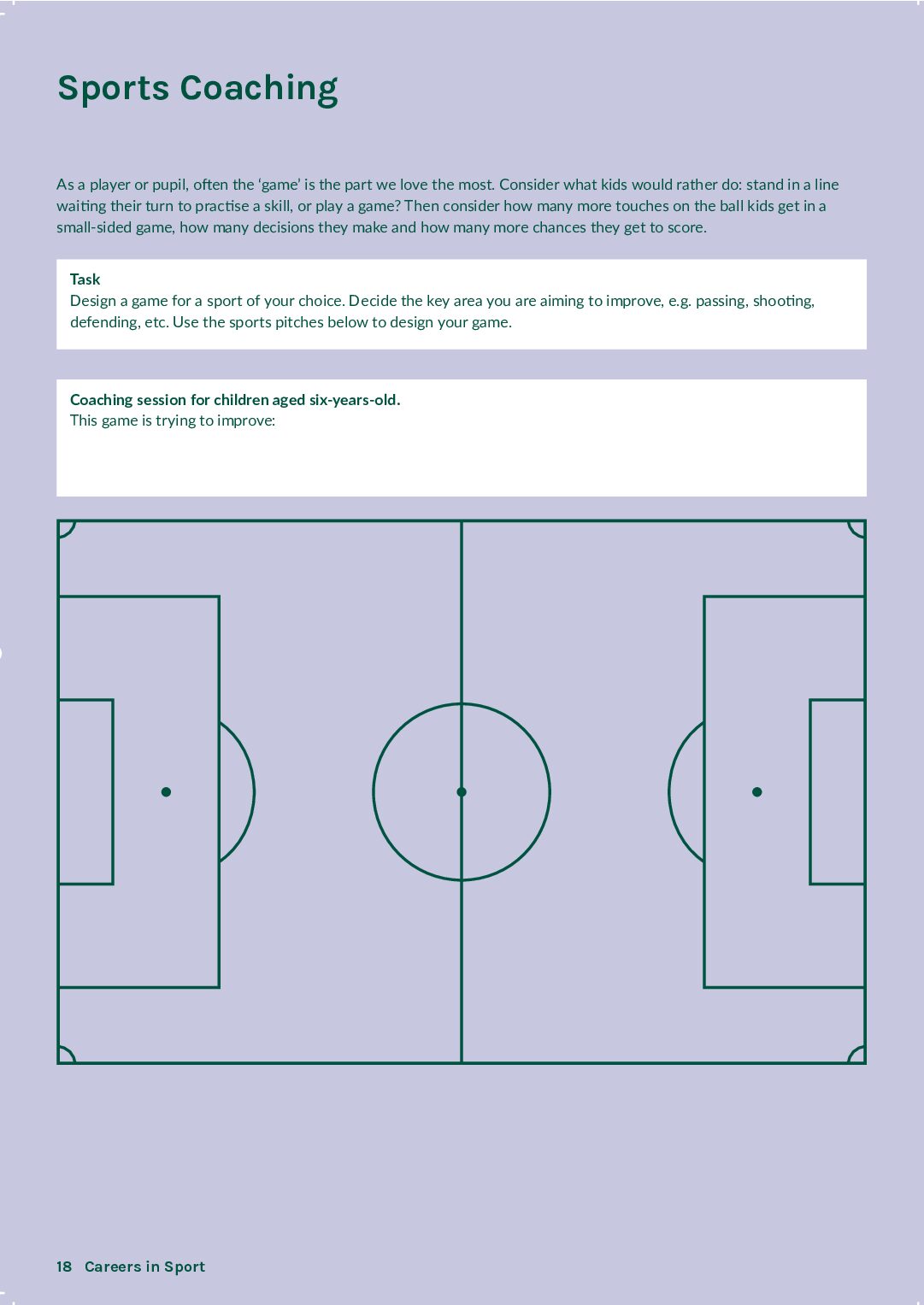 Task - Design a sports coaching session for 6 year olds - Careers in Sport