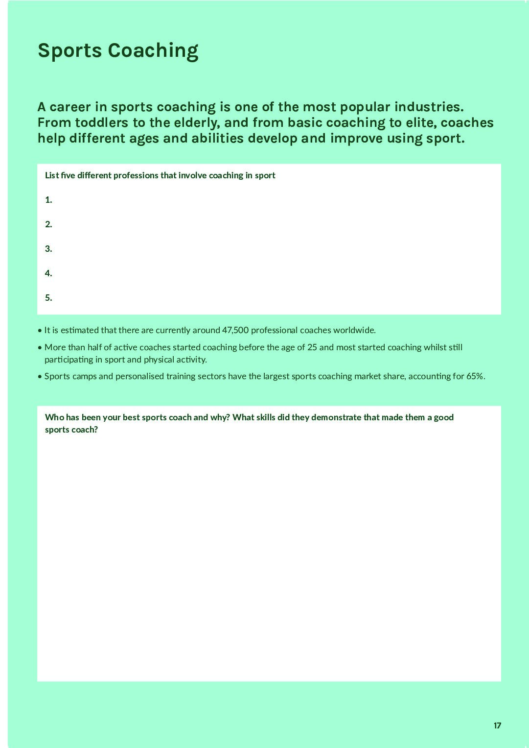 Task - Sports Coaching - Careers in Sport